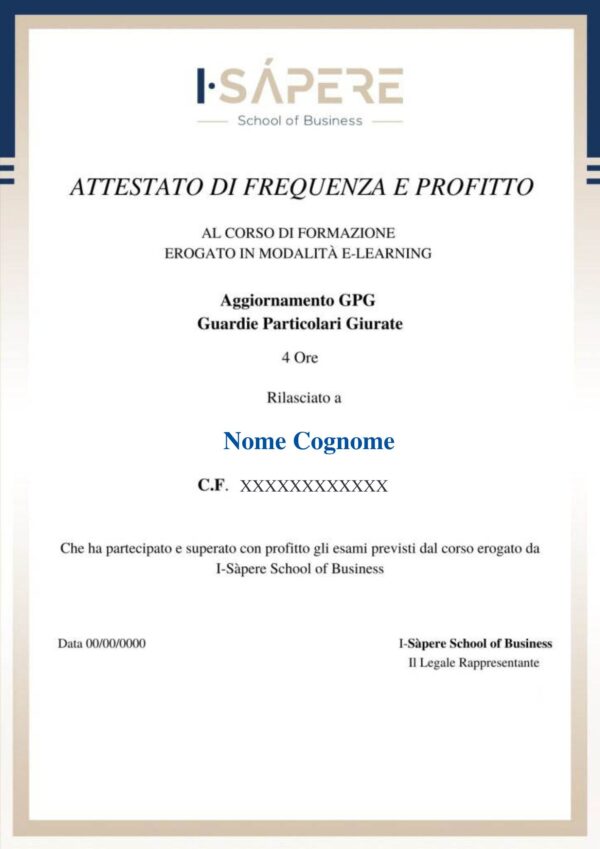 Aggiornamento GPG Guardie Particolari Giurate - ISàpere